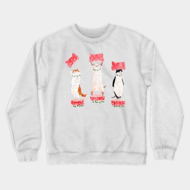 Strawberry Nyanco Crewneck Sweatshirt by TOCOROCOMUGI